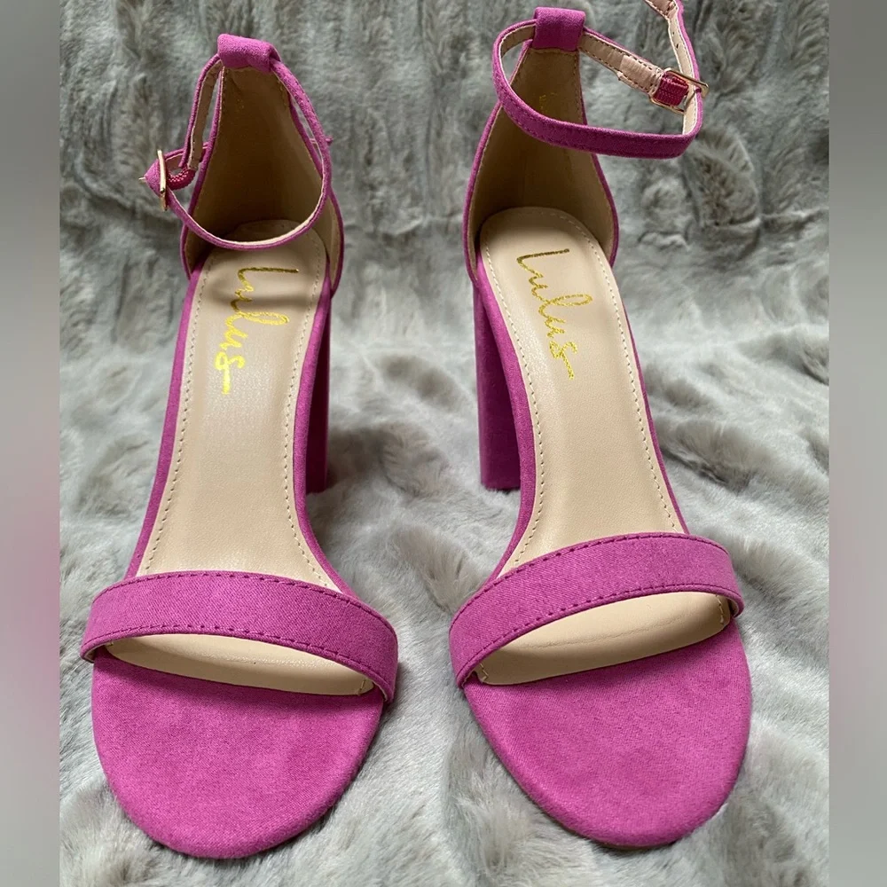 ✨HOST PICK✨ Lulus Taylor Fuchsia Suede Ankle Strap Heels size 7.5 - Picture 2 of 7